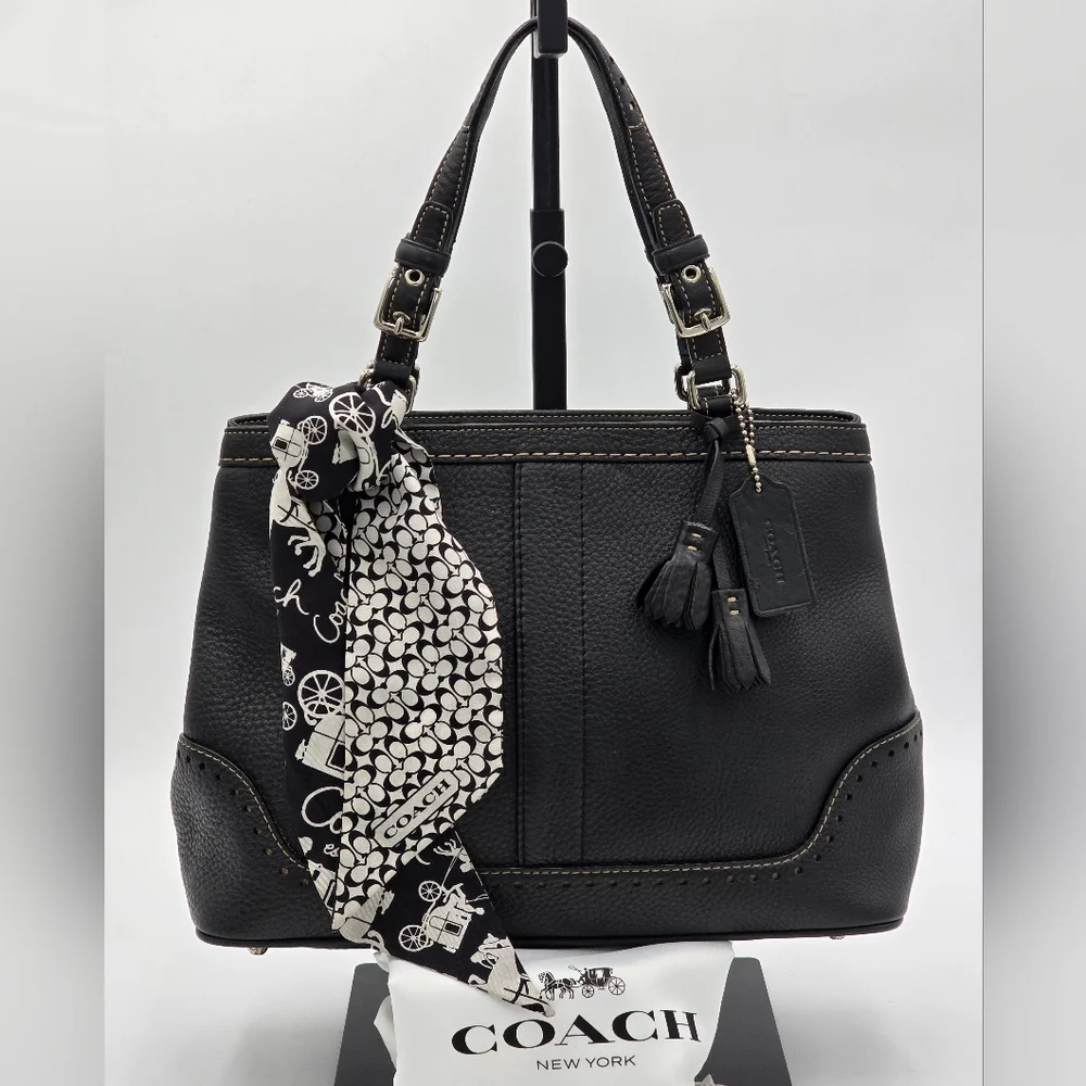 🌻VINTAGE!🌻Coach Y2K Hampton Luxury Tassel Satchel + Shoulder Chain Strap,Black - Picture 16 of 16